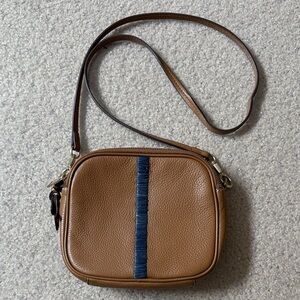 Ellen Degeneres Tan Crossbody Bag with Navy Accent